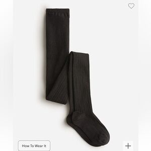 J crew girls black ribbed tights size small